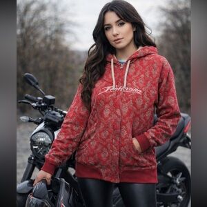 FLY RACING RED OMBRE RACING HOODIE WOMENS LARGE